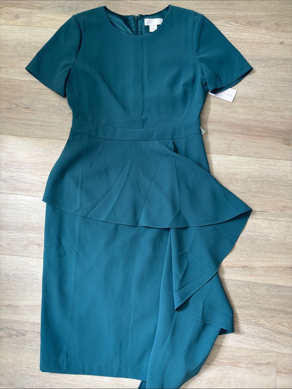 Rachel Parcell Teal Midi Dress with Asymmetric Peplum